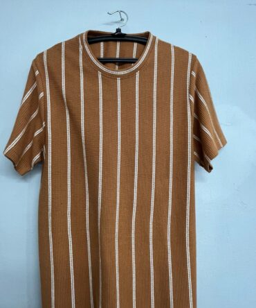 Brown Vertical Striped T-Shirt