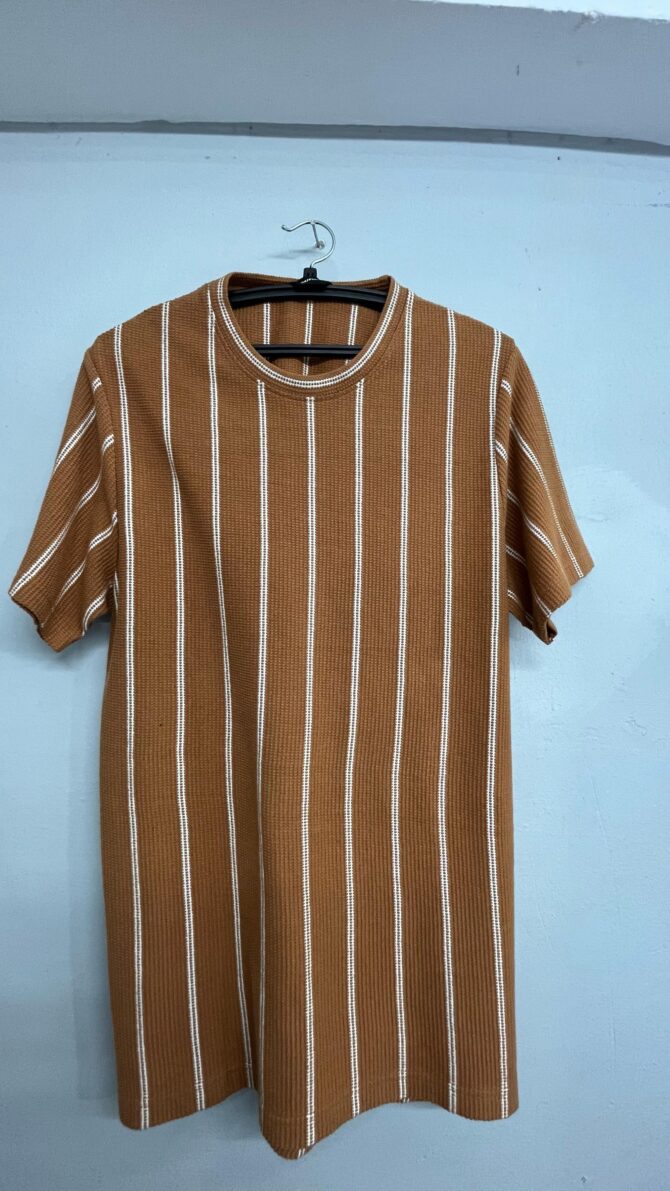 Brown Vertical Striped T-Shirt