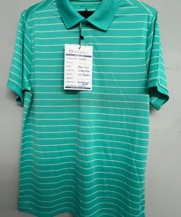 Aqua Green Striped Polo T-Shirt