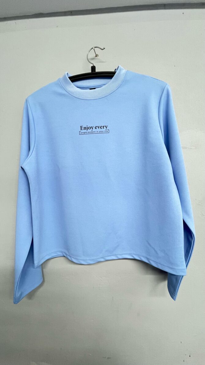 Powder Blue Slogan Sweatshirt - Image 6