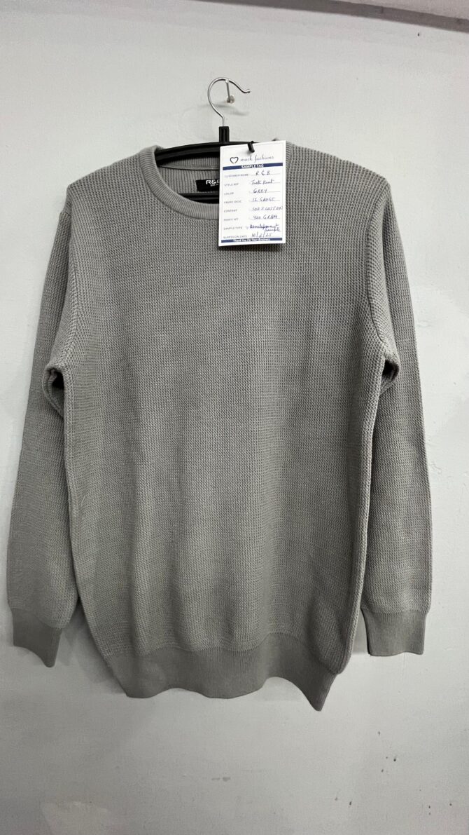 Classic Grey Textured Knit Sweater