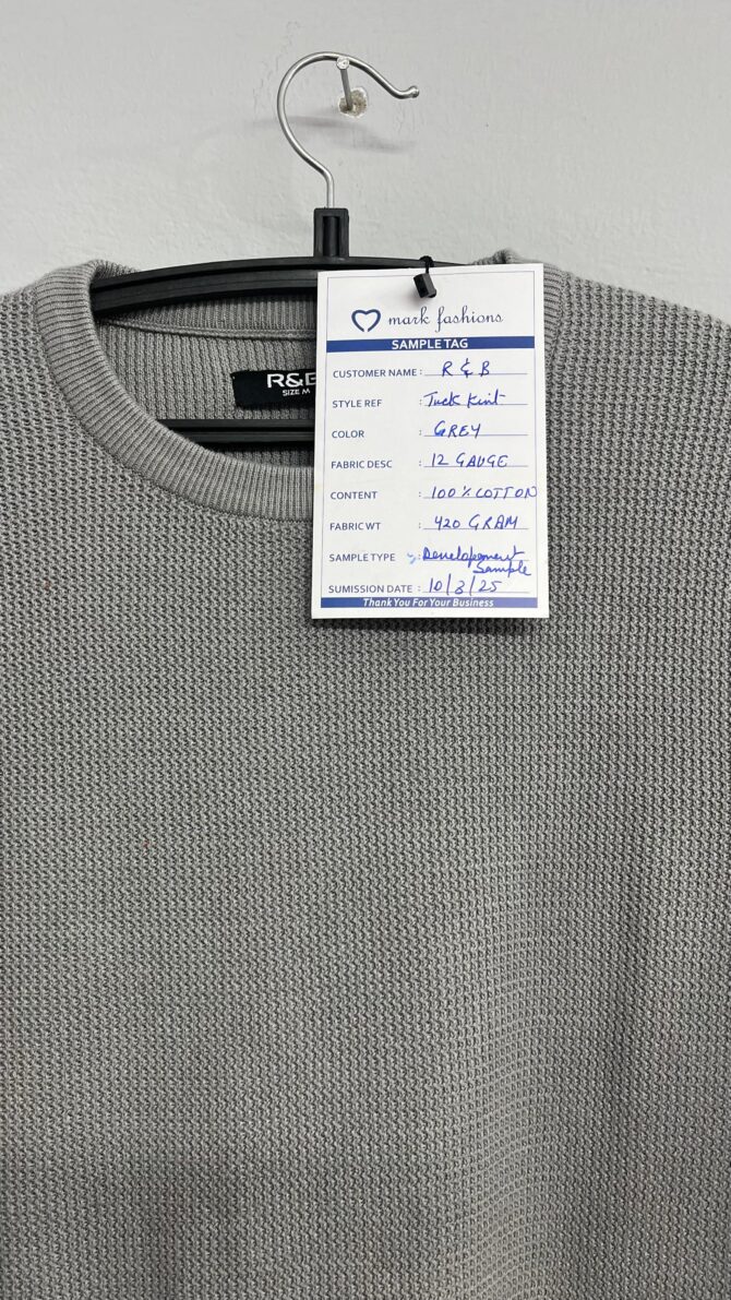 Classic Grey Textured Knit Sweater - Image 4
