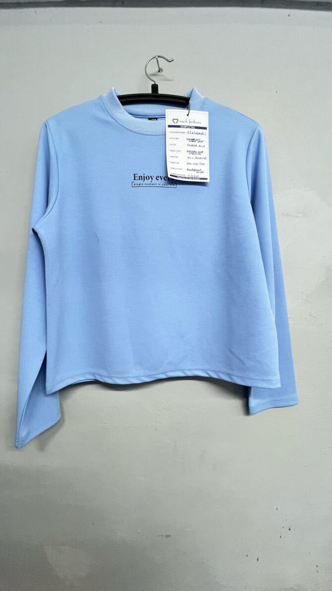 Powder Blue Slogan Sweatshirt