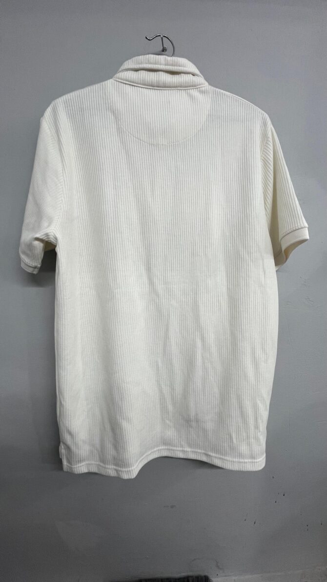 White Ribbed Polo T-Shirt - Image 2