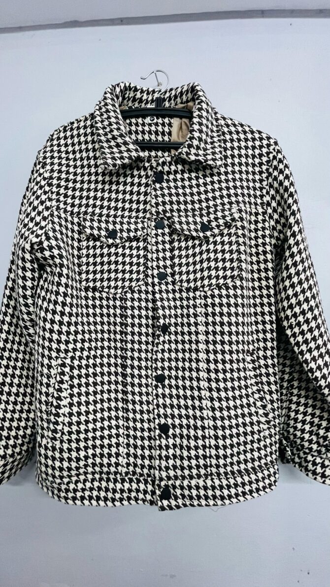 Houndstooth Button-Up Jacket