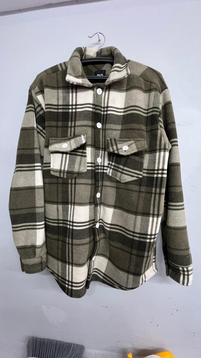 Olive Green Checkered Flannel Shirt - Image 2
